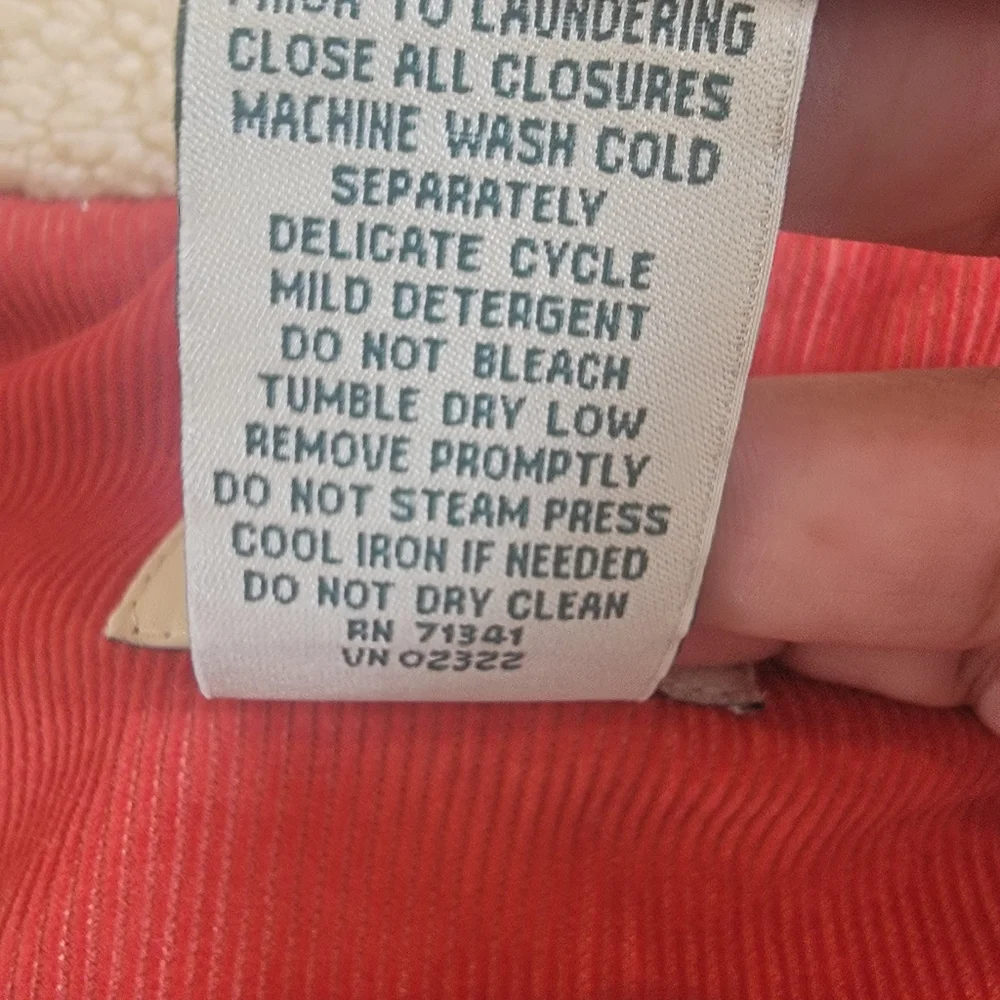 L.L.Bean Vintage Sherpa Lined Corduroy Barn Vest Rust Orange Women’s Medium - Picture 7 of 15